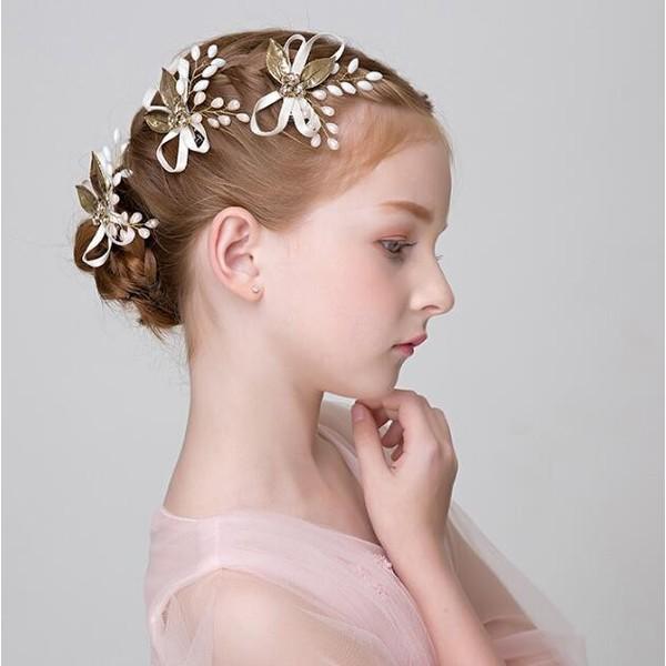 子供ヘアピン3枚セット キッズカチューシャ ヘアバンド ヘアアクセサリー ドレス髪飾り フラワーガール 結婚式 フォーマル ピアノ発表会 二次会 安いそれに目立つ