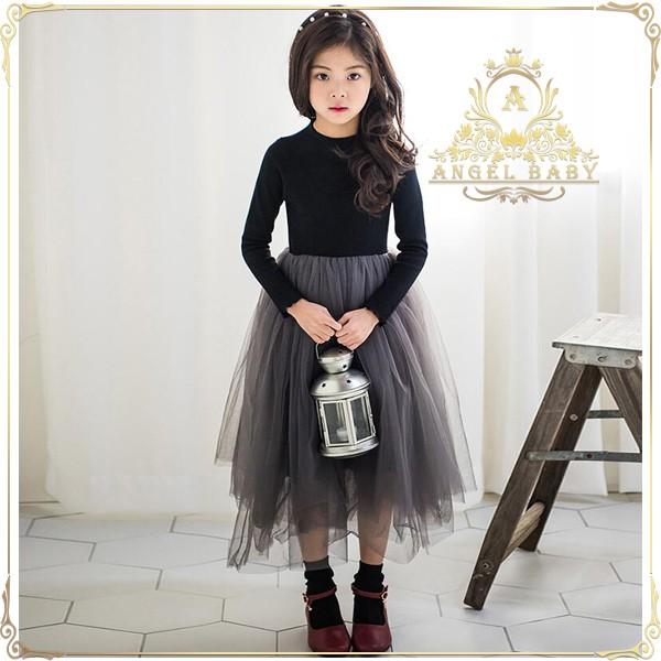 限定セール子供服 フォーマル発表会ドレス キッズ子どもワンピース 長袖ワンピ フォーマルピアノ発表会 入学式 結婚式 黒 秋冬用 お手軽価格で贈りやすい