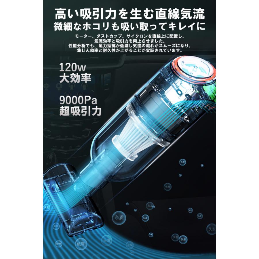 カークリーナー 強力 車内掃除機 ハンディクリーナー コードレス 充電式 軽量 フィルター2個付 | ブランド登録なし | 06