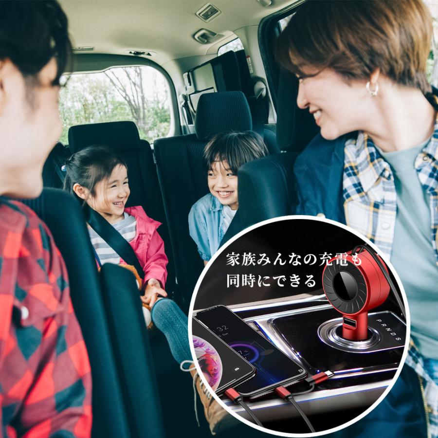 シガーソケット 充電器 USB 急速充電 カーチャージャー 巻き取り 車載  携帯 12V 24V TypeC iPhone Android | ブランド登録なし | 12