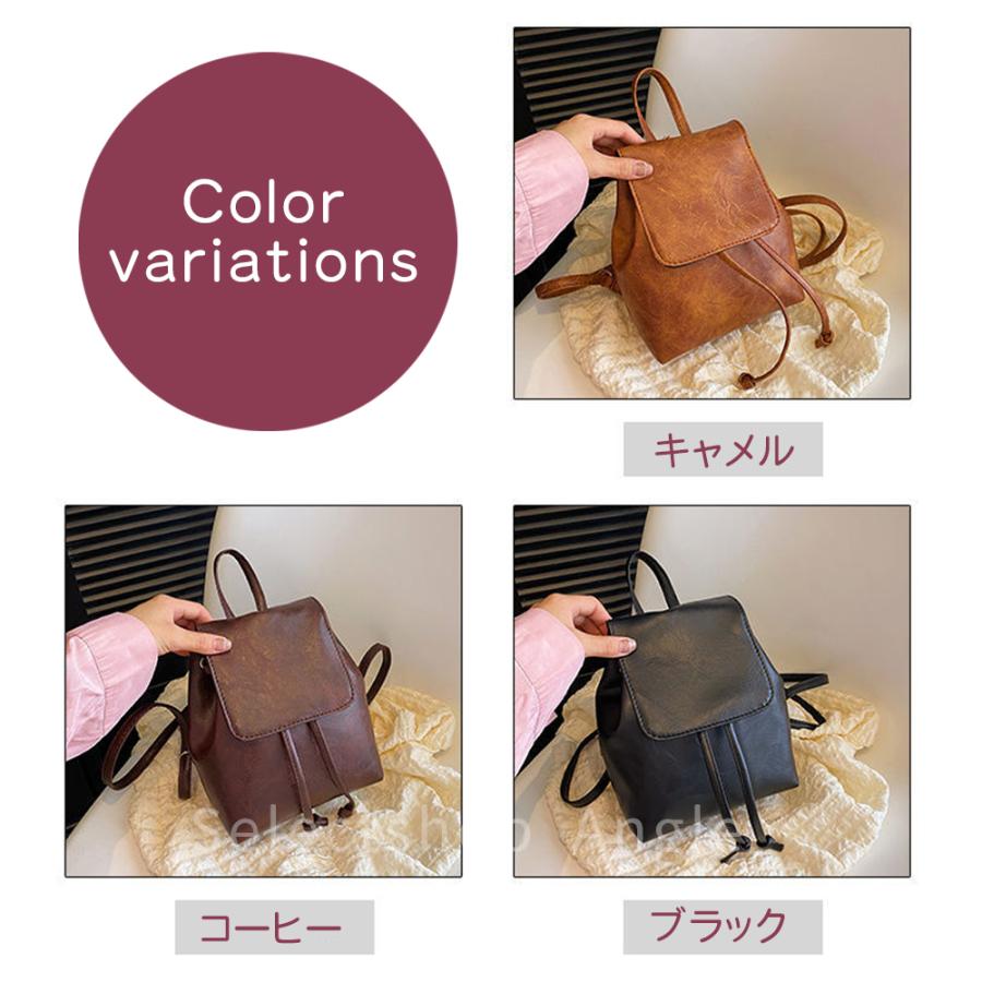 ミニリュック レディース ミニリュックサック 軽量 PU皮革 ショルダー 黒 | ブランド登録なし | 07