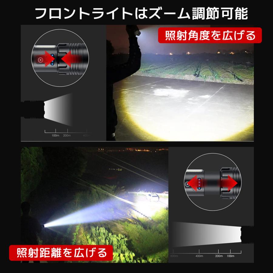 懐中電灯 LED 強力 ハンディライト 小型 USB 充電式 電池 COB 防災 地震 防水 登山 夜釣り キャンプ アウトドア | ブランド登録なし | 04