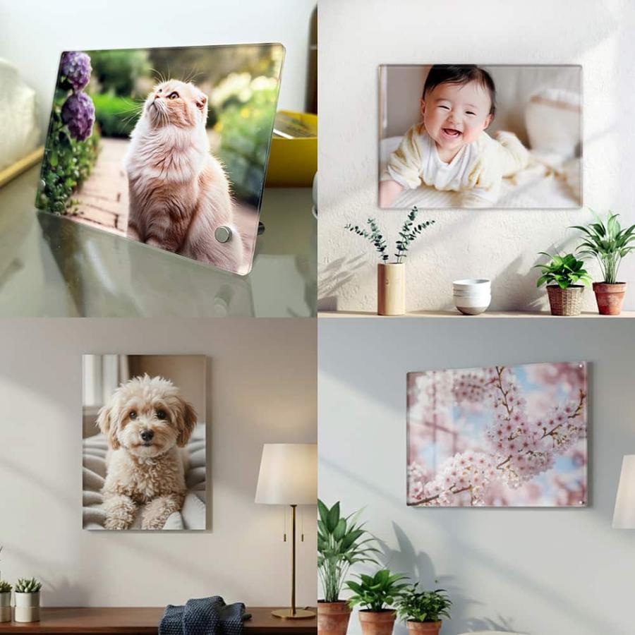 AI機能搭載で自分で作れる アクリルフォト スタンド （長方形） 壁掛け