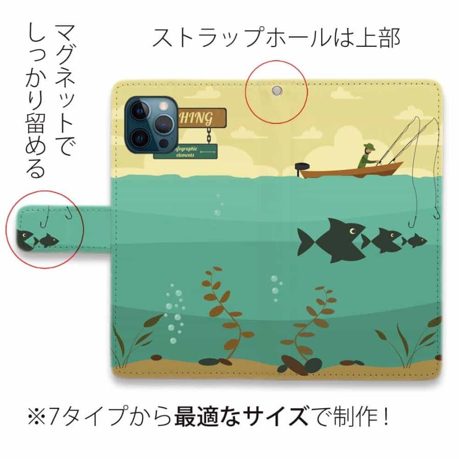 手帳型 スマホケース iPhone15 Pro Max 15 Plus iPhone14 Pro Max iPhone SE(第三世代) iPhone13 Pro Max iPhone13 mini 釣り 魚 Fishing on the boat｜anglers-case｜02