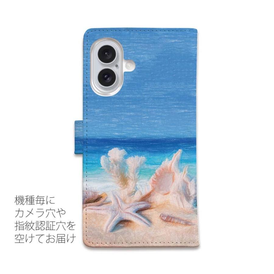 スマホケース 手帳型 オーシャンブルー 春の海辺 おしゃれ スタンド