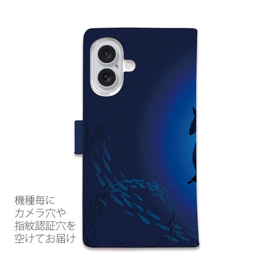 スマホケース 手帳型 ダイバー マンタ サメ ダイビング ワーム 釣り