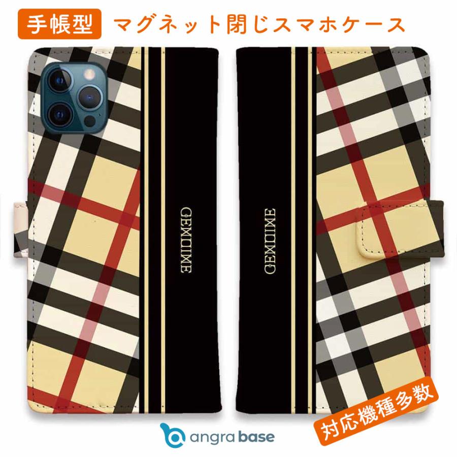 スマホケース 手帳型 Genuine チェック柄 ベージュ＆ブラック iPhone17