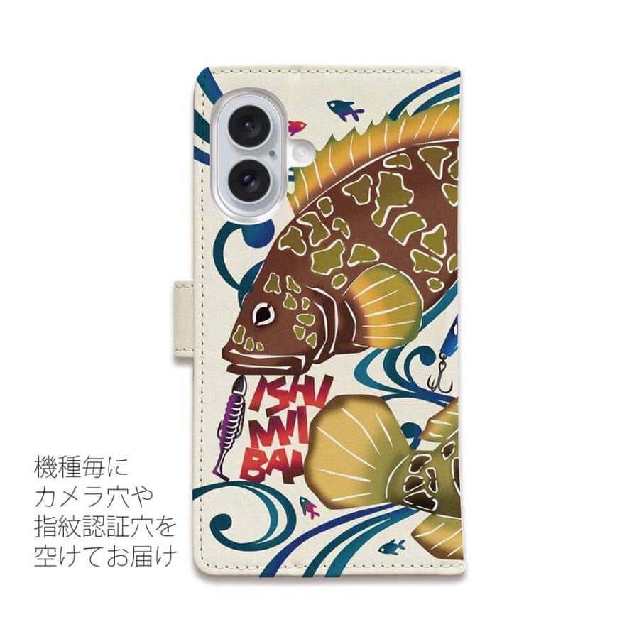 スマホケース 手帳型 沖縄県紅型フィッシュ FISH MAN ルアー 魚