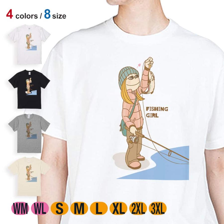 釣り Tシャツ 5 6oz イラスト オシャレ メンズ ルアー レディース 冬 半袖 夏 大きいサイズ 春 洗濯 灰色 白 秋 綿100 肌色 釣りガール 魚 黒 人気の雑貨がズラリ 半袖