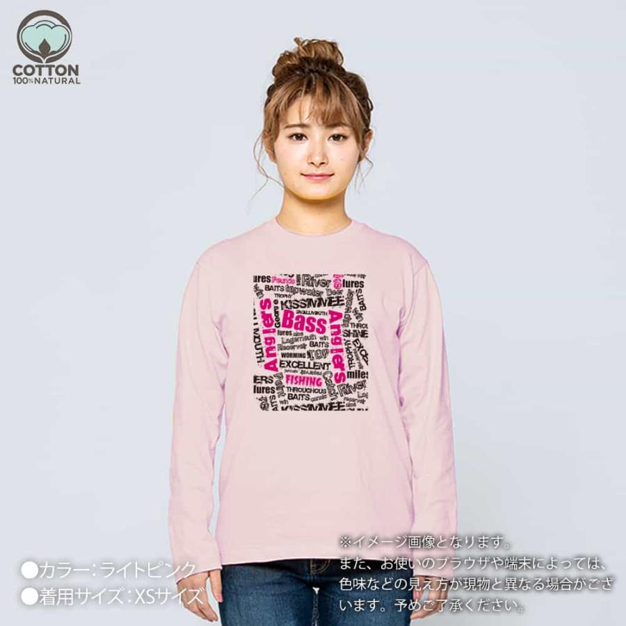 釣り Tシャツ 長袖 BASS テキストデザイン ピンク メンズ レディース