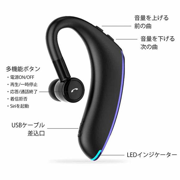 ワイヤレスイヤホン 片耳 片掛け iPhone Pixel Xperia Bluetooth5.0 カナル型 高音質 2台同時 完全ワイヤレス  ブルートゥース 右 左 ブラック レッド ブルー