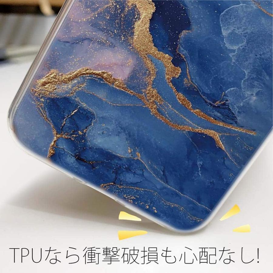 ソフトケース 花柄 スマホケース TPU ゴールドラメ マーブル調 ブルー