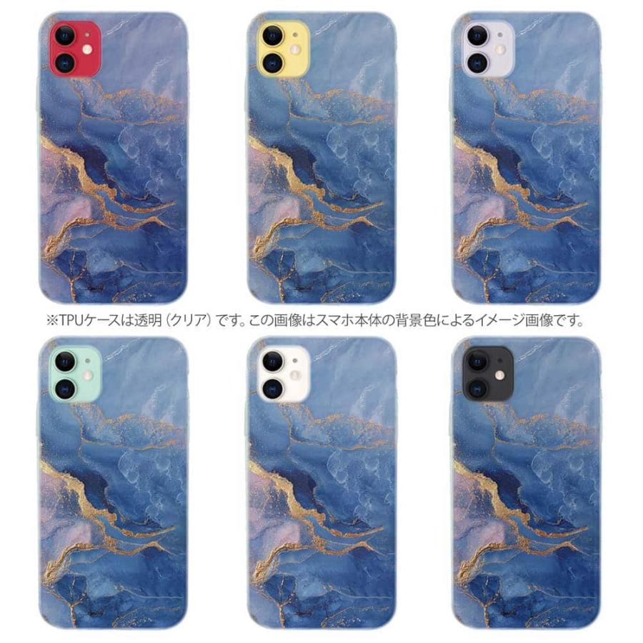 ソフトケース 花柄 スマホケース TPU ゴールドラメ マーブル調 ブルー