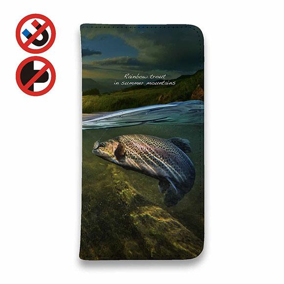 スマホケース 手帳型 釣り ルアー 魚 iPhone15 Pro Max iPhne14 13 mini Xperia 10 V Galaxy AQUOS Pixel8a 夏山のニジマス｜anglers-case｜02