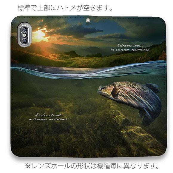 スマホケース 手帳型 釣り ルアー 魚 iPhone15 Pro Max iPhne14 13 mini Xperia 10 V Galaxy AQUOS Pixel8a 夏山のニジマス｜anglers-case｜04