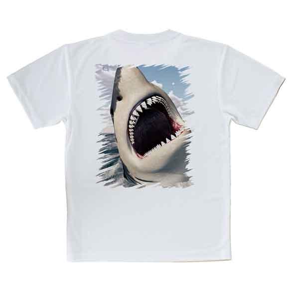 釣り Tシャツ 半袖 サメ「ジョーズ3」(JAWS 3) 鋭い歯 魚 ルアー
