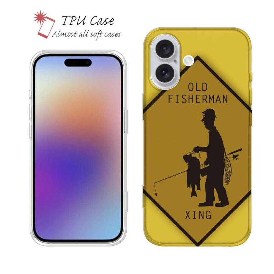 スマホケース ソフトケース TPU OLD FISHERMAN 魚 釣り ルアー