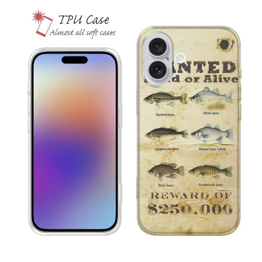 スマホケース ソフトケース TPU WANTED BASS 魚 釣り ルアー iPhone17