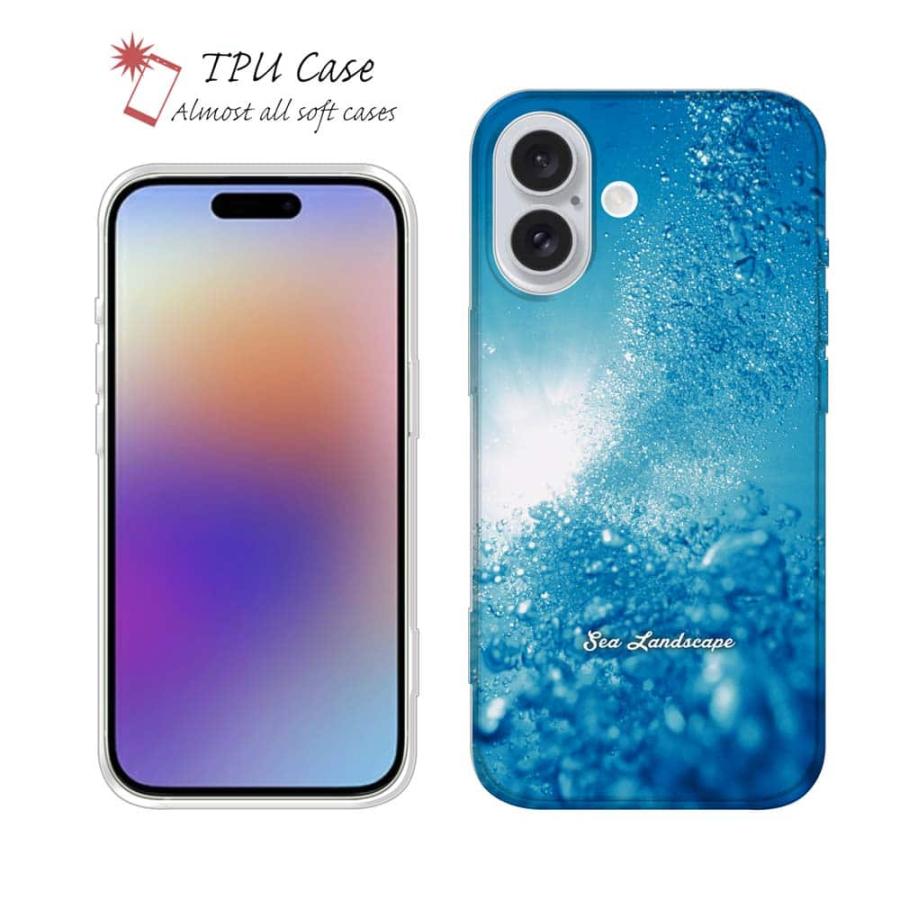 スマホケース ソフトケース TPU 海の風景 バブル 深海魚 アクアリウム