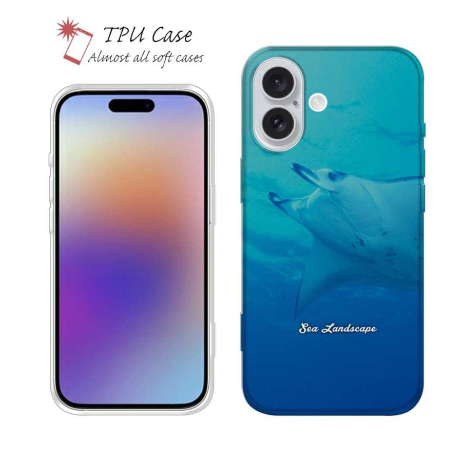 スマホケース ソフトケース TPU 海の風景 マンタ(オニイトマキエイ) 魚