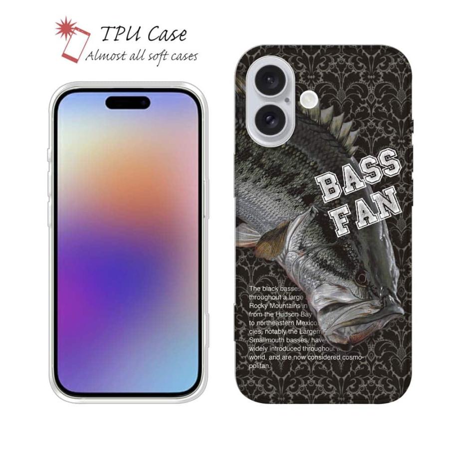 スマホケース ソフトケース TPU ブラックバス 魚 釣り ルアー iPhone17