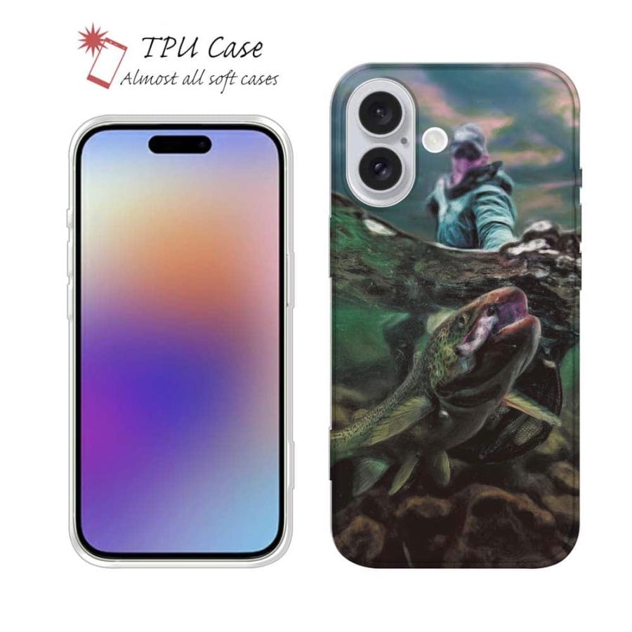 スマホケース ソフトケース TPU ランディング 魚 釣り ルアー iPhone17