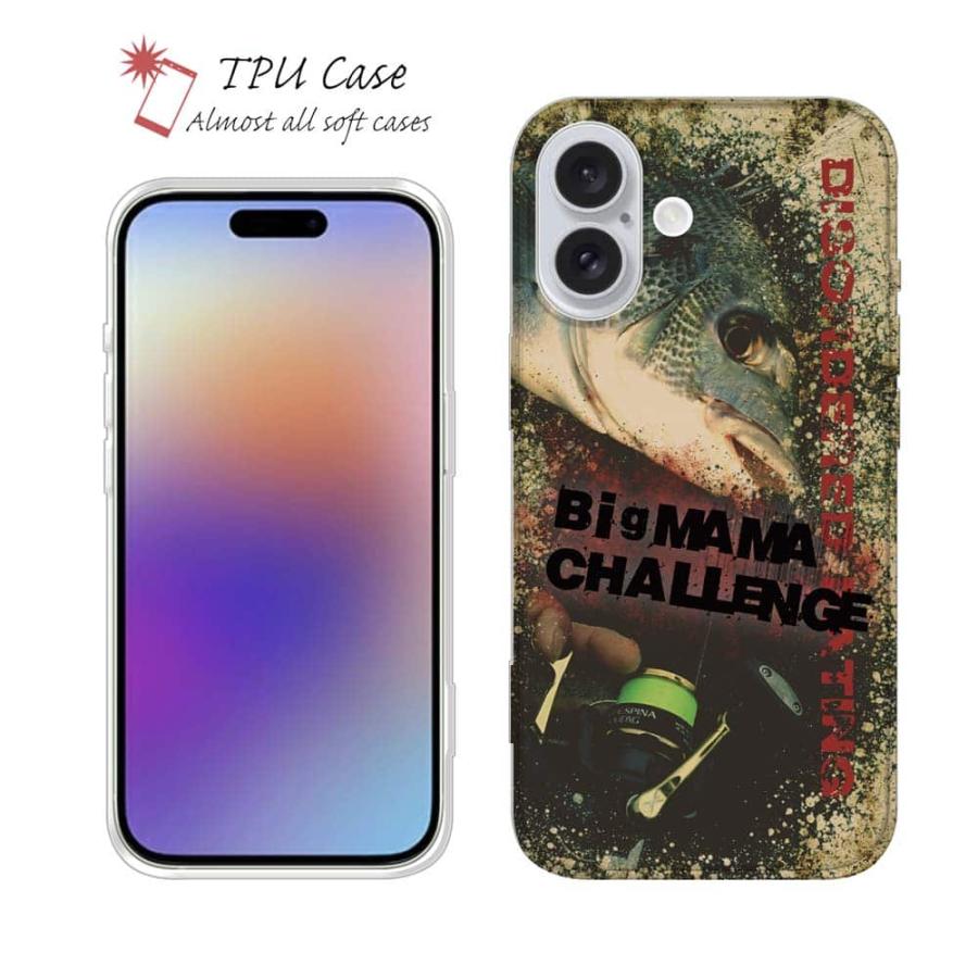 スマホケース ソフトケース TPU 巨チヌ☆チャレンジ 魚 釣り ルアー