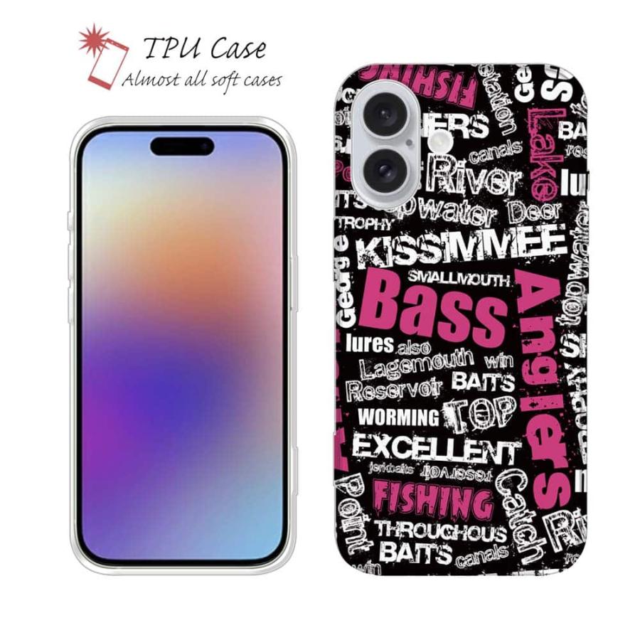 スマホケース ソフトケース TPU BASS テキストデザイン ショッキング