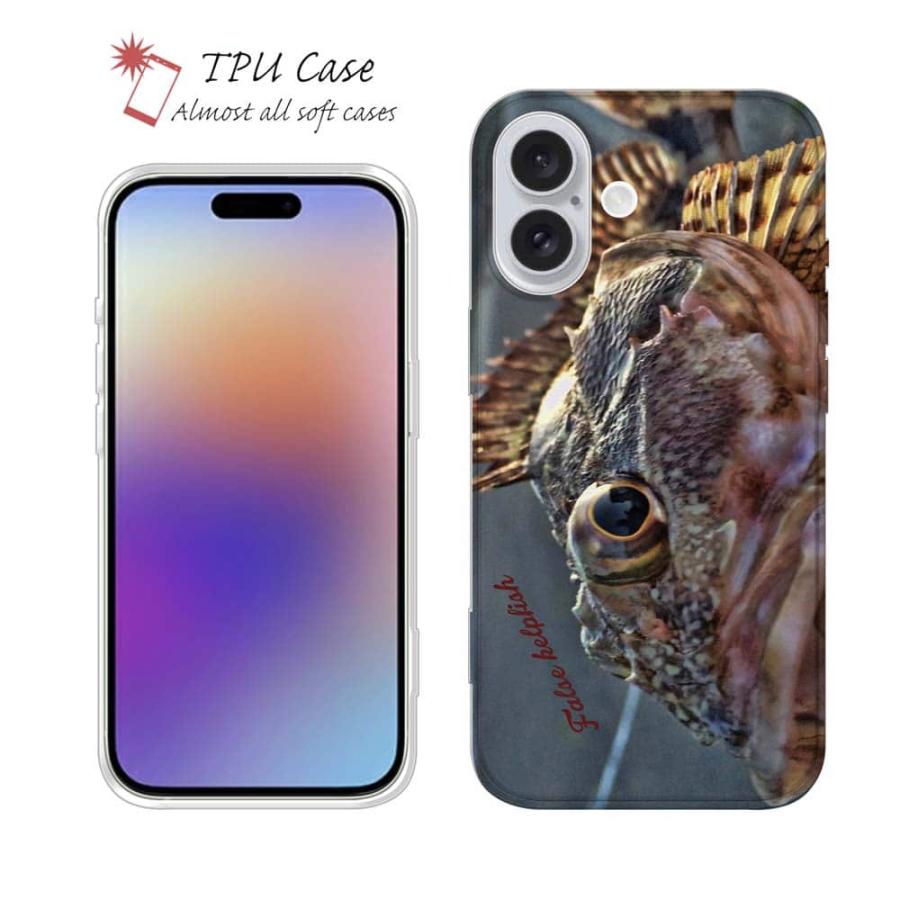 スマホケース ソフトケース TPU カサゴのハンドランディング 釣り 魚