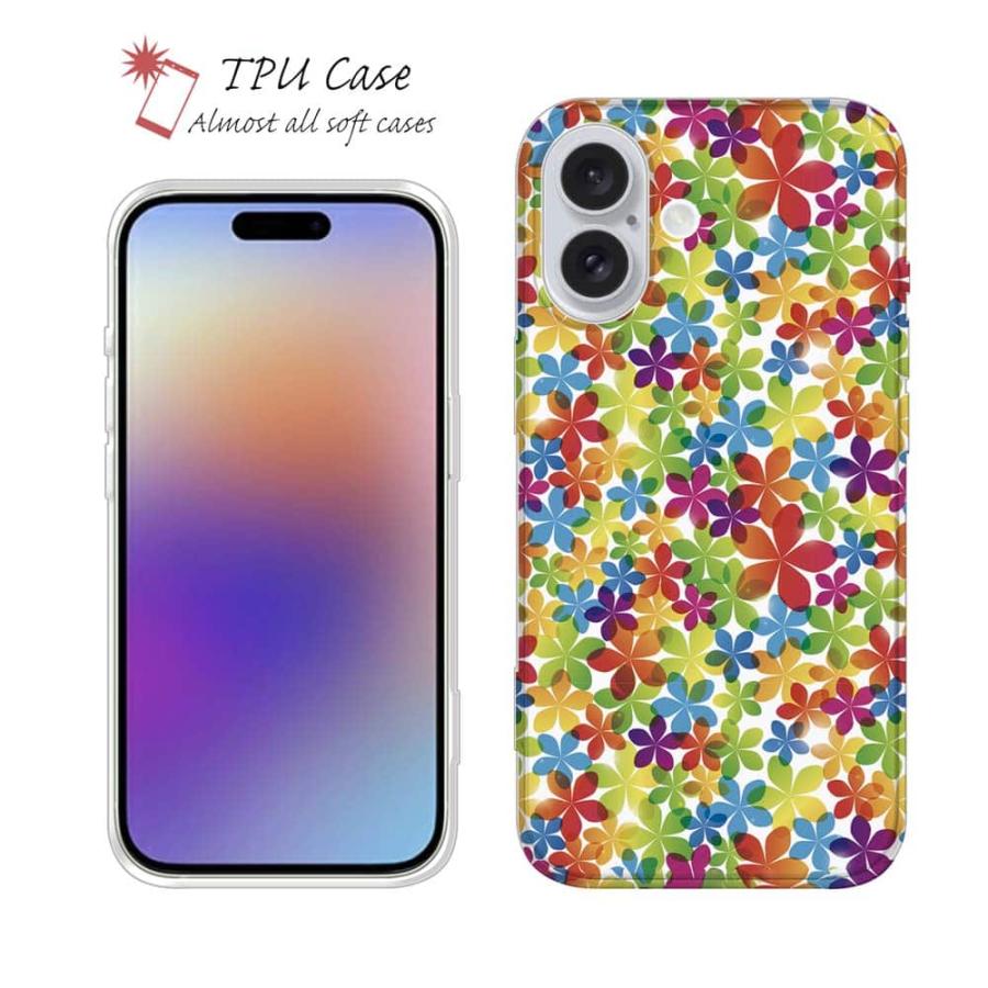 ソフトケース 花柄 スマホケース TPU カラフルなモミジ 模様 かわいい