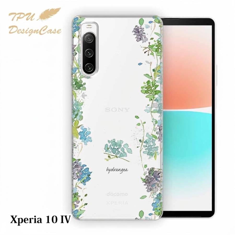 Xperia 10 IV SO-52C / SOG07 ケース あじさいロード 花柄 クリア 透明