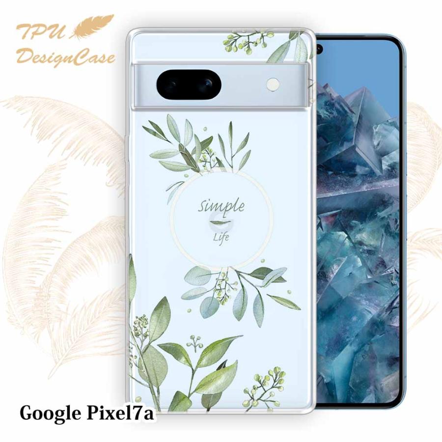 Google Pixel 7a ケース シンプルライフ 花柄 クリア 透明 ソフト TPU