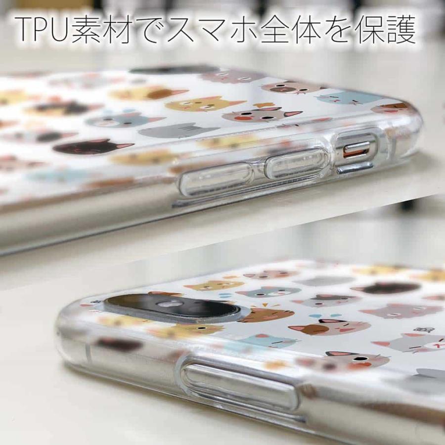 AQUOS R3 スマホケース TPU ストラップ 透明 クリアケース アクオス アール スリー SH-04L / SHV44 / 808SH いろいろな表情の猫｜anglers-case｜03