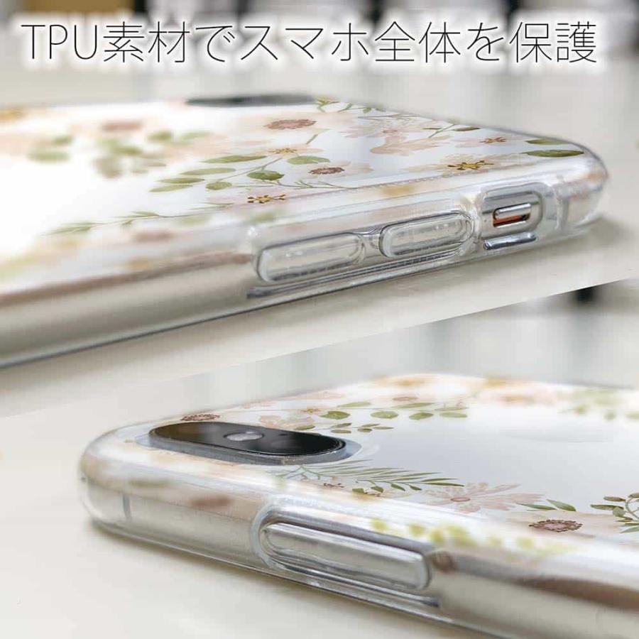 AQUOS R3 スマホケース TPU ストラップ 透明 クリアケース アクオス アール スリー SH-04L / SHV44 / 808SH ホワイトフラワー｜anglers-case｜03