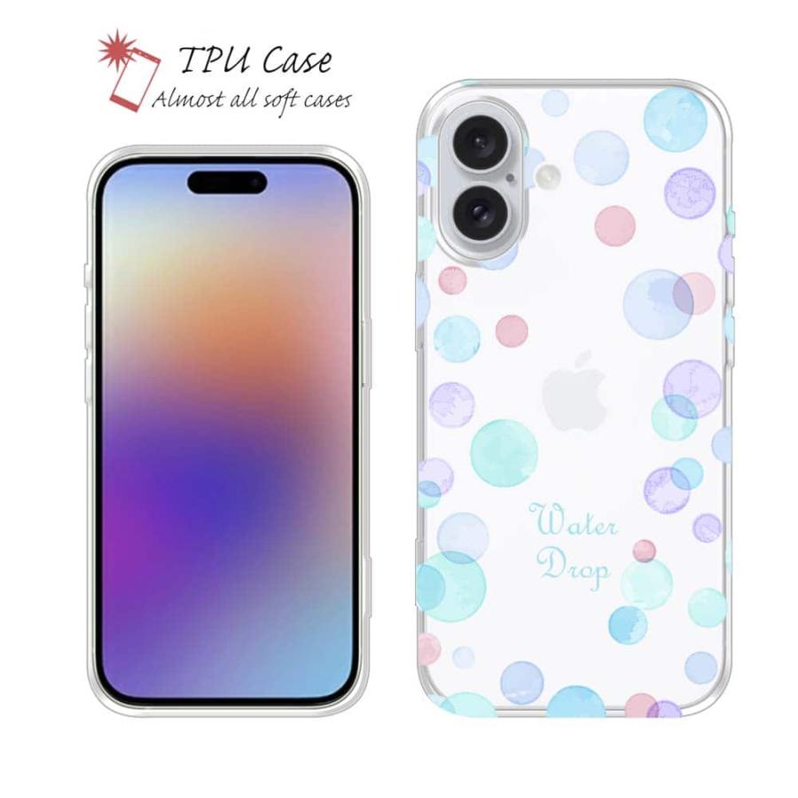 スマホケース ソフトケース TPU 水玉 ブルー かわいい パステルカラー