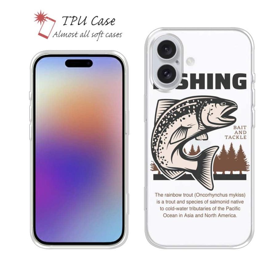 スマホケース ソフトケース TPU レインボートラウト 魚 釣り ルアー