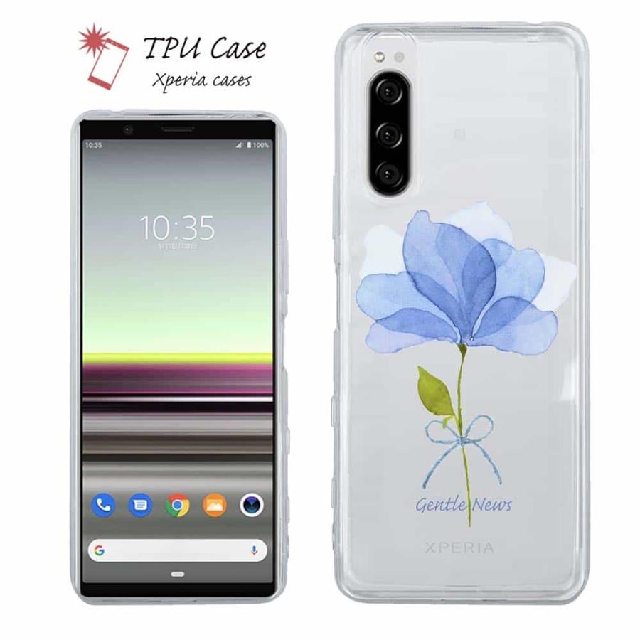 スマホケース Xperia 10 VII 1 VI V ケース TPU ソフト クリア 花柄