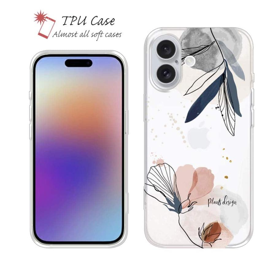 ソフトケース 花柄 スマホケース TPU プランツデザイン No.3 カラフル