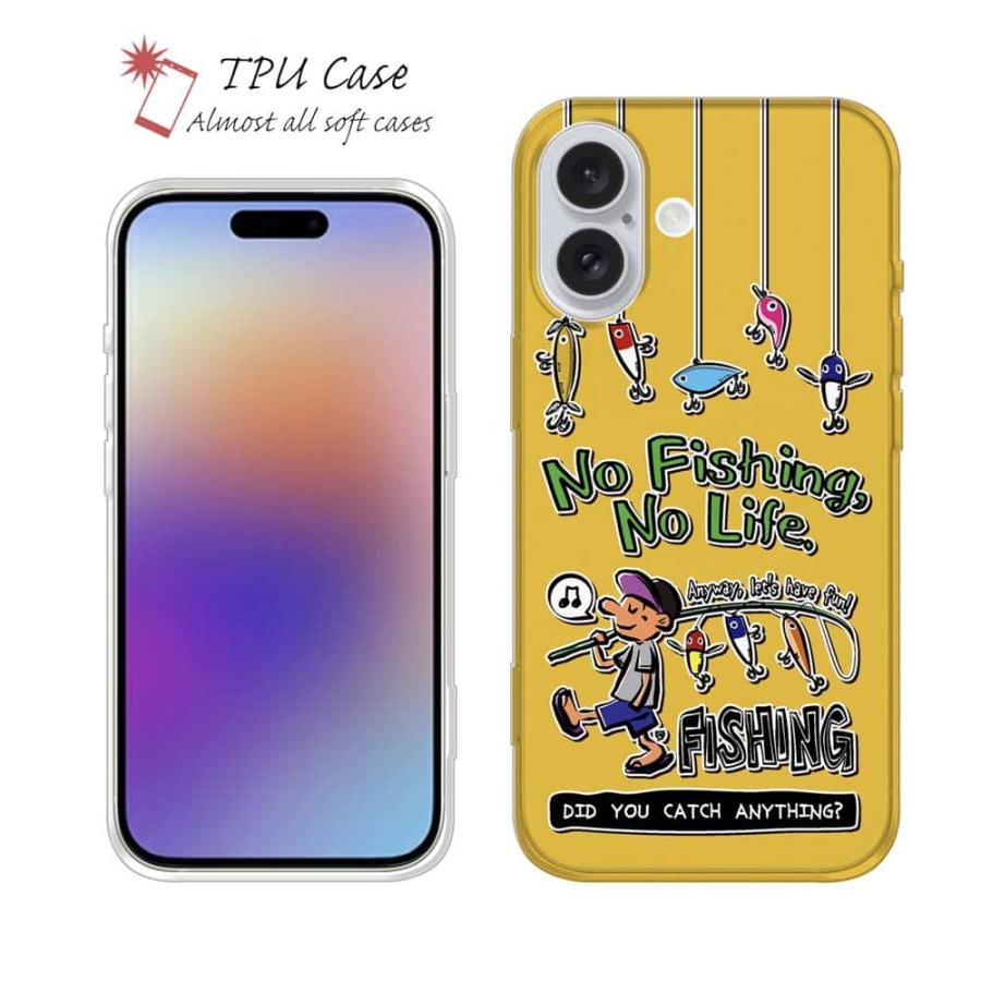 スマホケース ソフトケース 釣りざんまい ルアー好きな少年 魚 ルアー