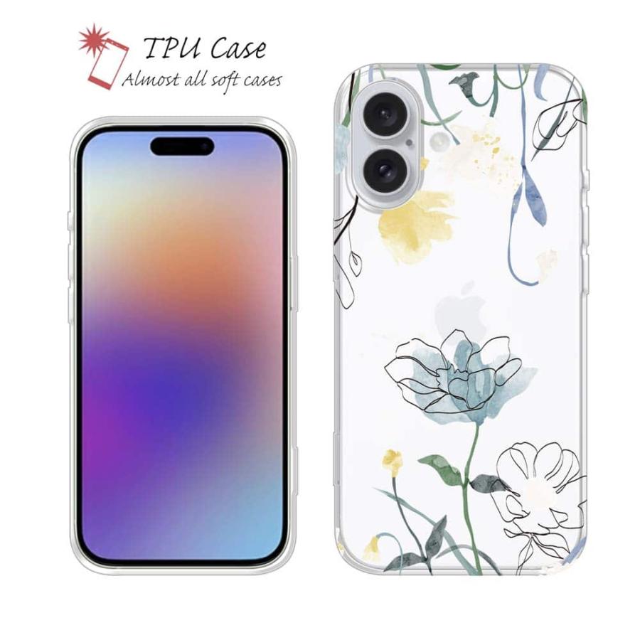 ソフトケース 花柄 スマホケース TPU デリケートペイント ブルー