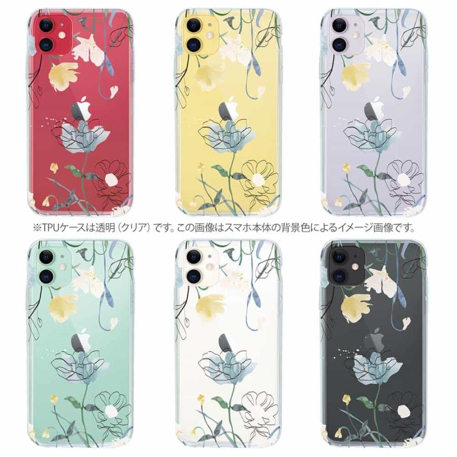 ソフトケース 花柄 スマホケース TPU デリケートペイント ブルー