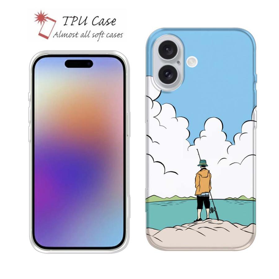 スマホケース ソフトケース TPU 釣りと大自然 魚 釣り ルアー iPhone18