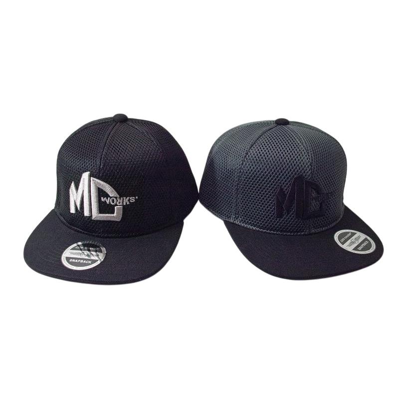 MCワークス キャップ　黒 MCワークス オリジナルフルメッシュフラットバイザーキャップ