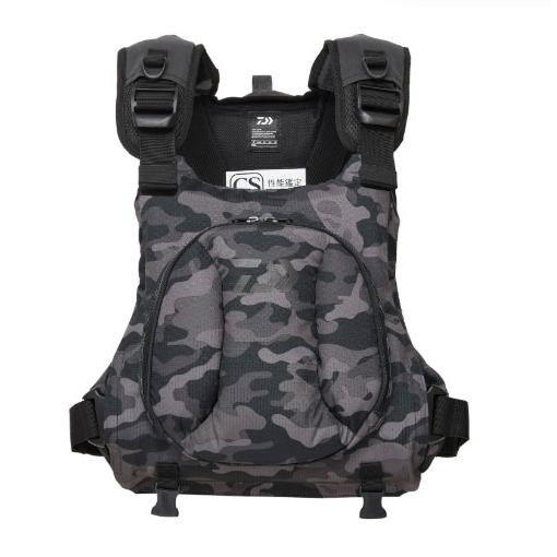 【新品未使用）ダイワPDゲームベスト/DF6624フリーサイズ／フード収納 ／黒 DAIWA（ダイワ） DF-6624 PDゲームベスト ブラックカモ フリー