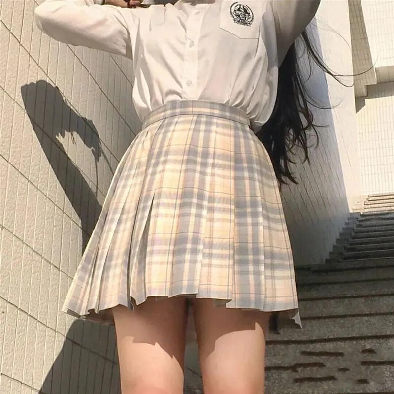 プリーツスカート スクール 制服 スカート 発表会 女子 高校生 ショット丈 スカート ミニ丈 裏地 ファスナー付 チェック柄 JK制服 ハイウエスト｜angstore｜06