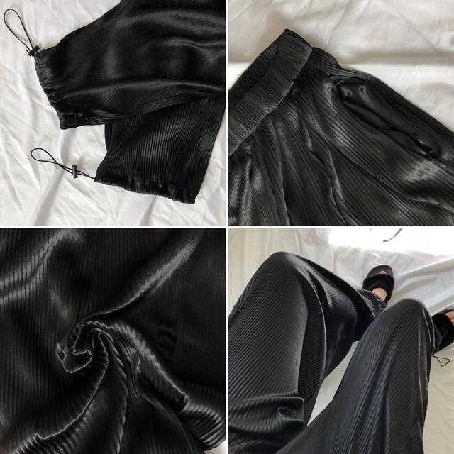 【送料無料】＼1000円ポッキリ／ 履き心地抜群★ サラサラ  ワイドパンツ  ダンス ファッションパンツ ブラック kr120 |  | 03