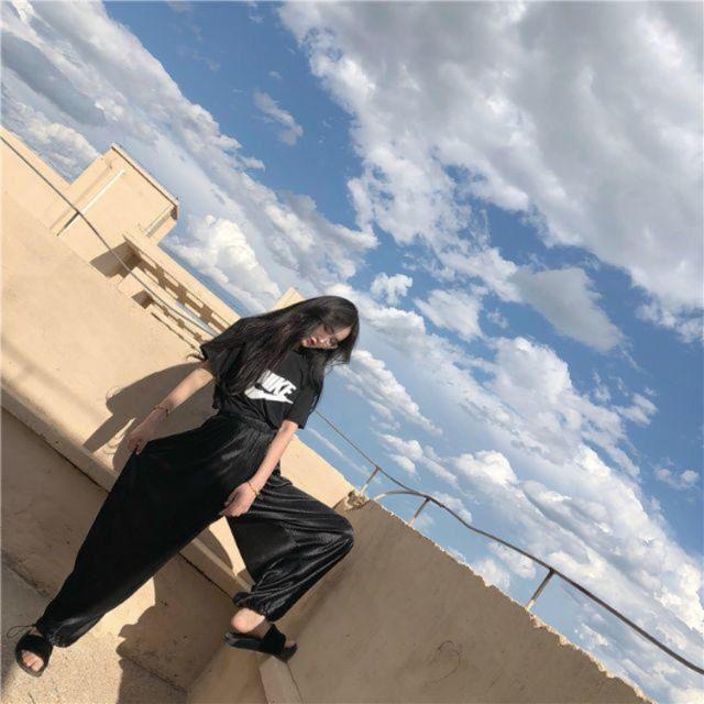 【送料無料】＼1000円ポッキリ／ 履き心地抜群★ サラサラ  ワイドパンツ  ダンス ファッションパンツ ブラック kr120 |  | 02