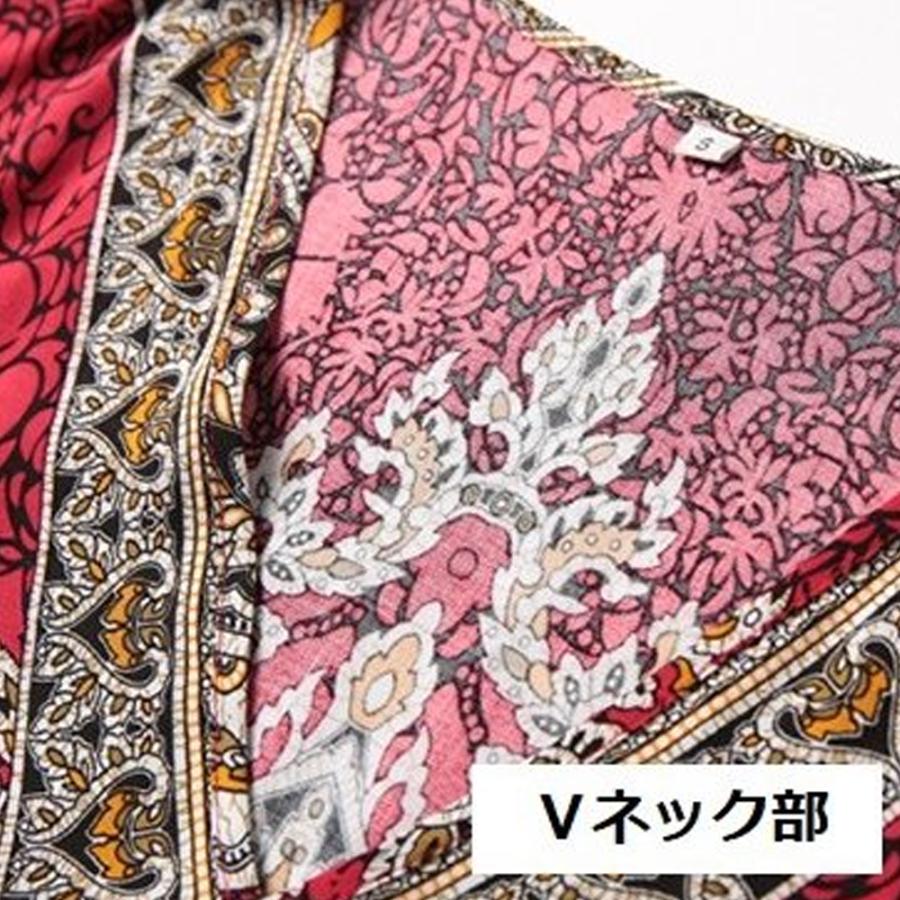 【送料無料】20%off レトロ風 ボヘミアン Ｖネック エスニック ロング ワンピース リゾート 薄手 休日 ワンピース レディース kr230 |  | 09
