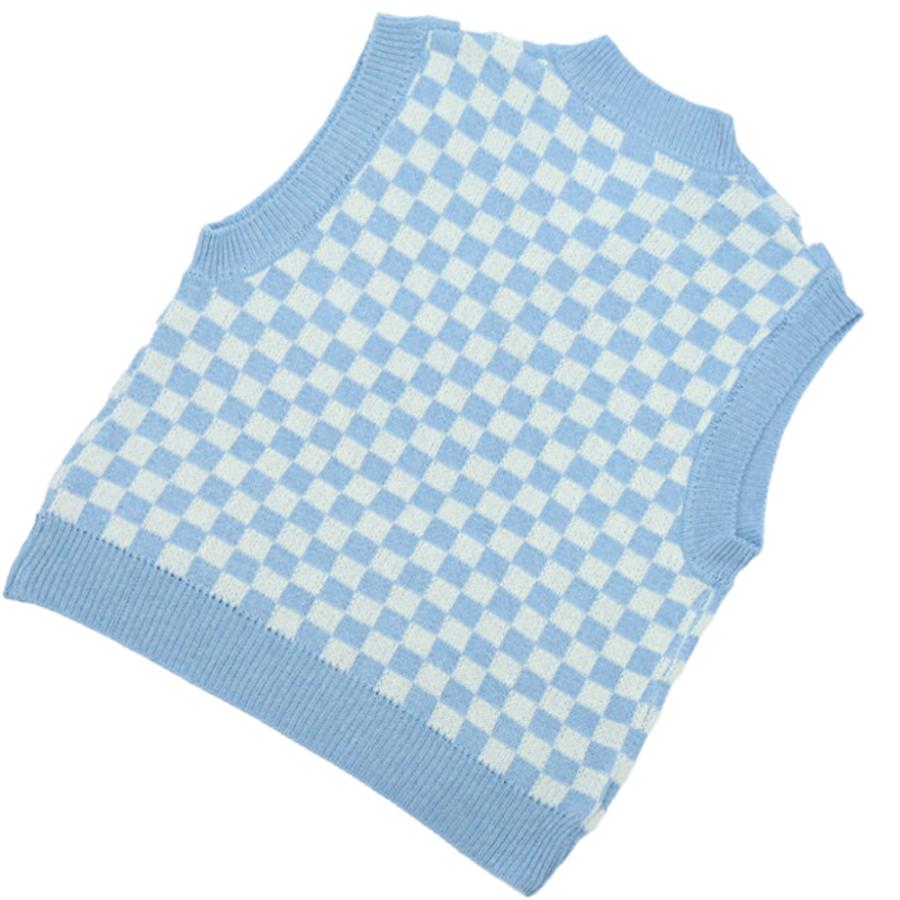 【送料無料】40%off 格子 チェッカーフラッグ ニット ニットベスト セーター ブロックチェック kr398 |  | 04