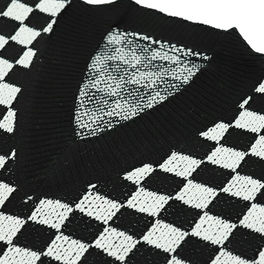 【送料無料】40%off 格子 チェッカーフラッグ ニット ニットベスト セーター ブロックチェック kr398 |  | 05